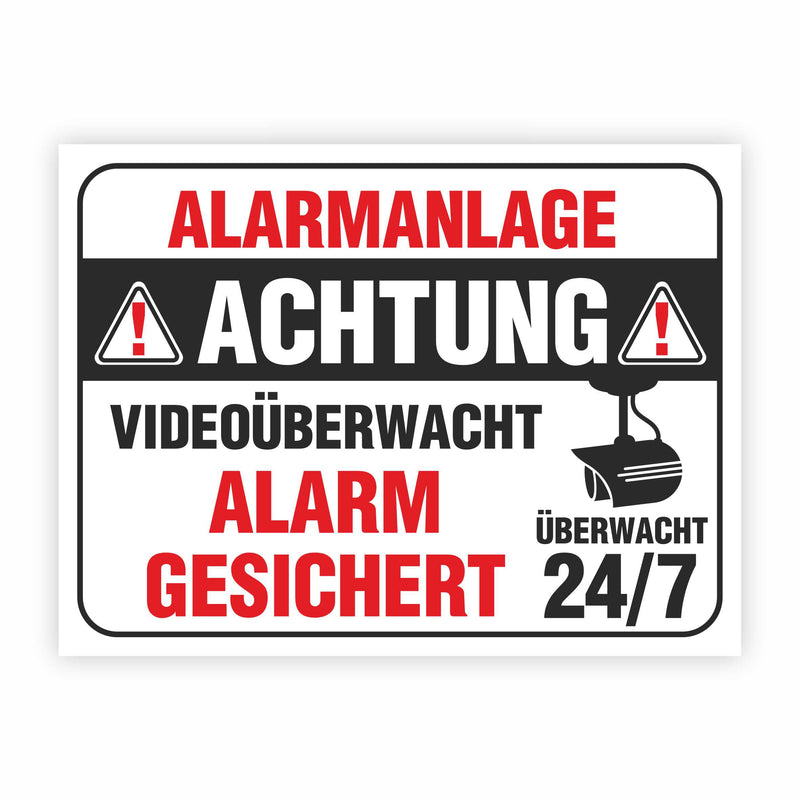 Aufkleber "Alarmgesichert Alarmanlage Videoüberwacht 24/7"