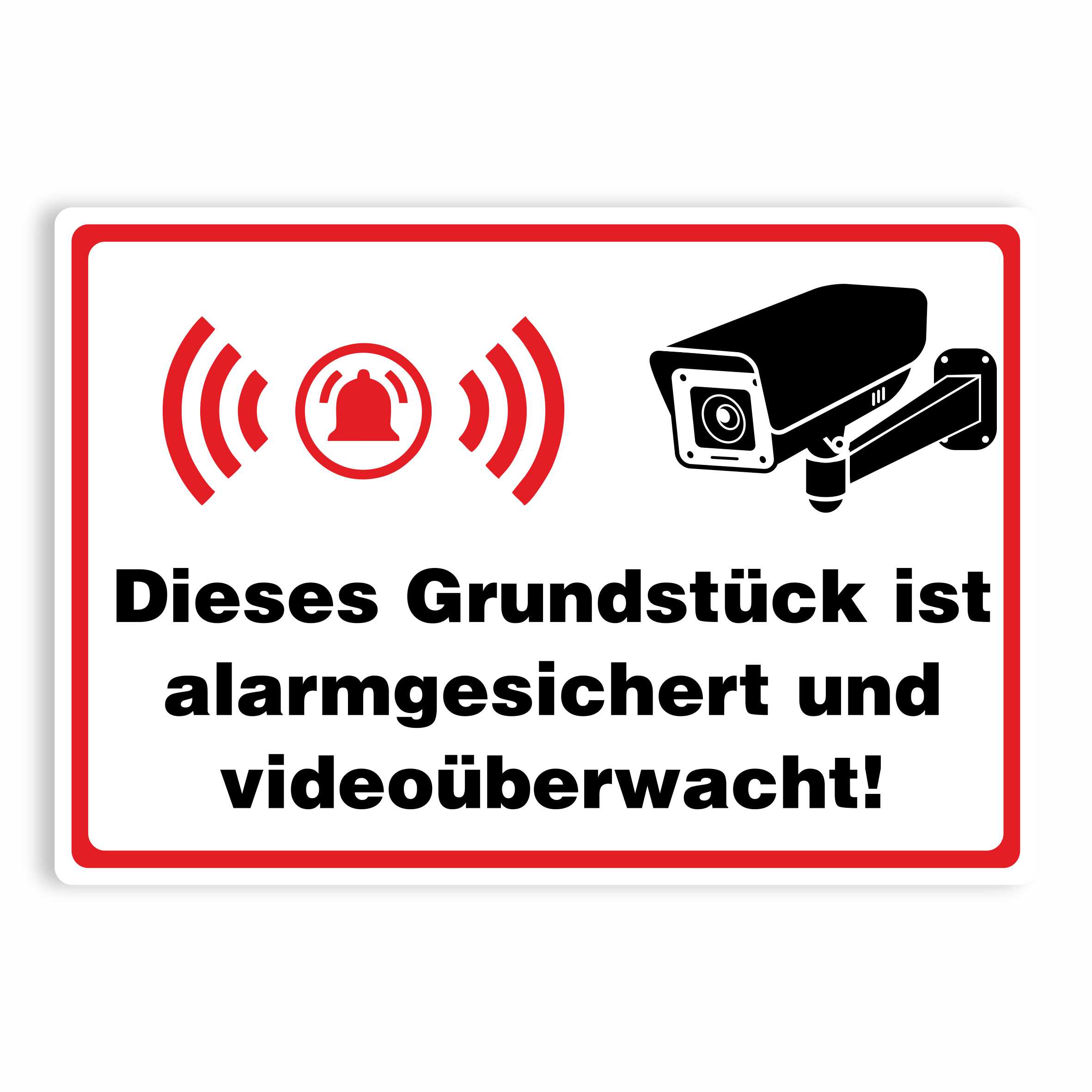 Aufkleber "Dieses Grundstück ist alarmgesichert und videoüberwacht!"