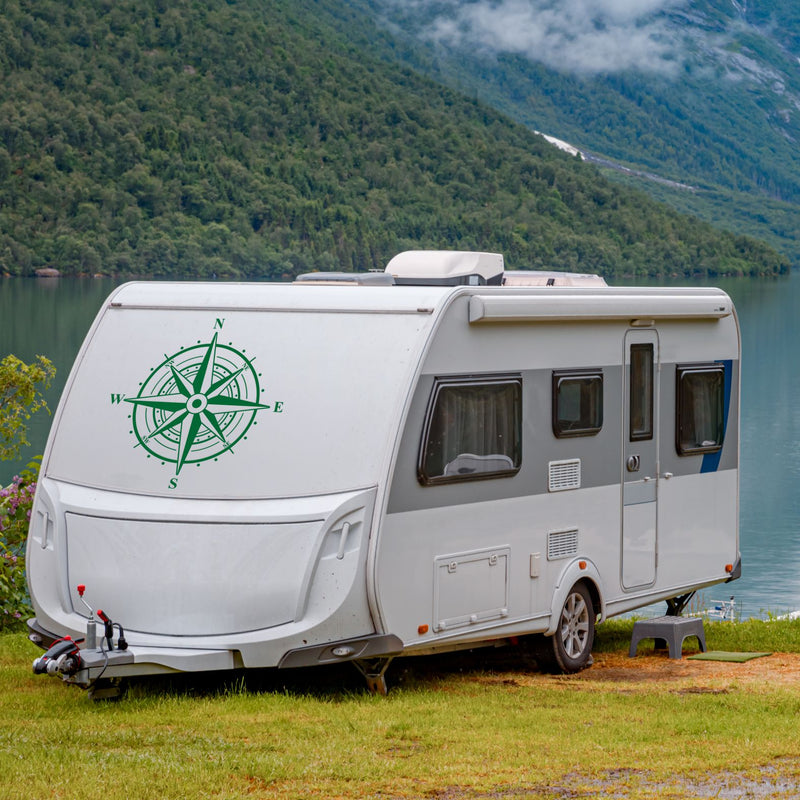Aufkleber Kompass Windrose 60x60cm Aufkleber für Camper, Wohnmobil,  Wohnwagen Fahrzeuge Karosserie - Offroad Sticker - Abenteuer Urlaub