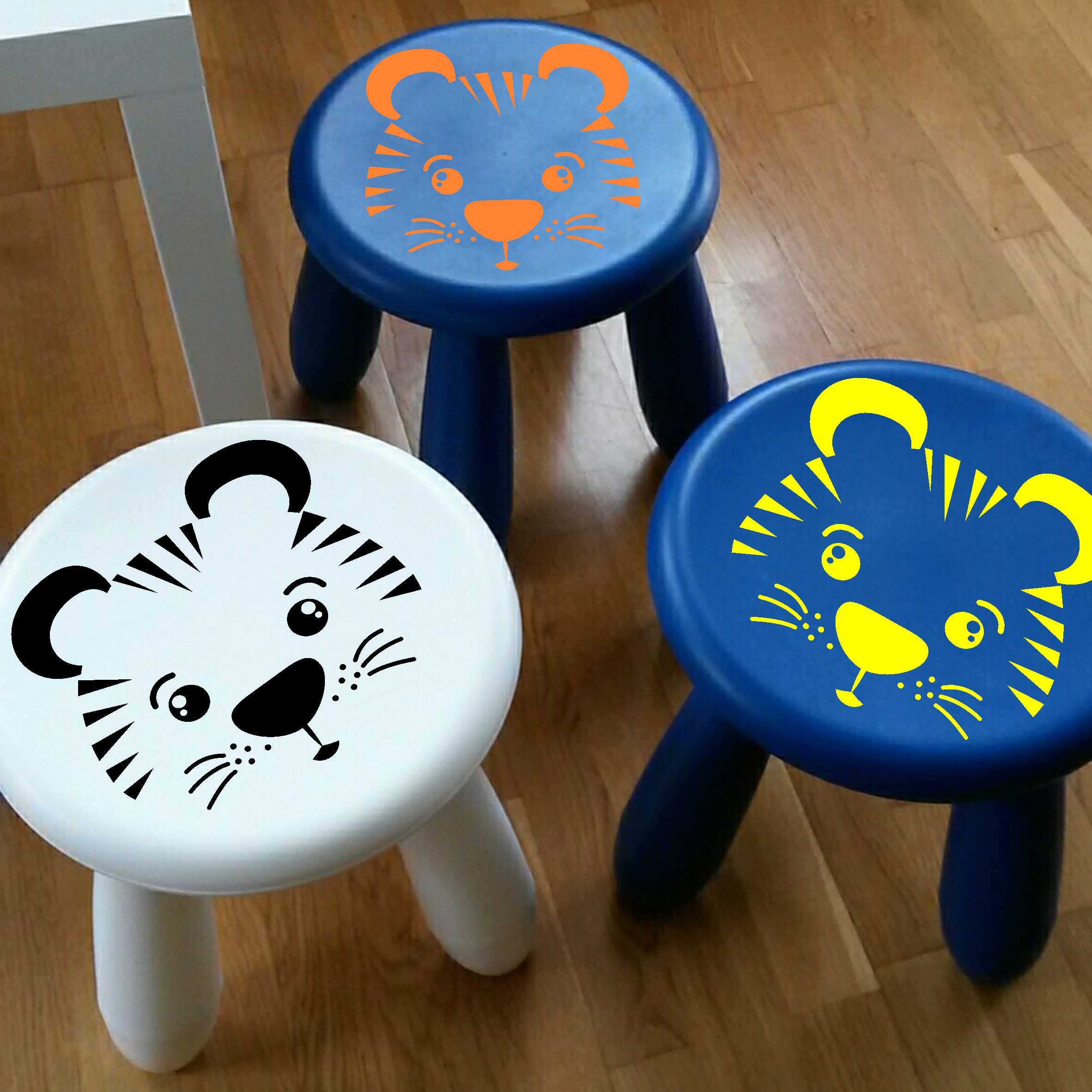 Aufkleber Sticker Tiger passt für IKEA ANTILOP MAMMUT Kinderstuhl Hocker Kinder