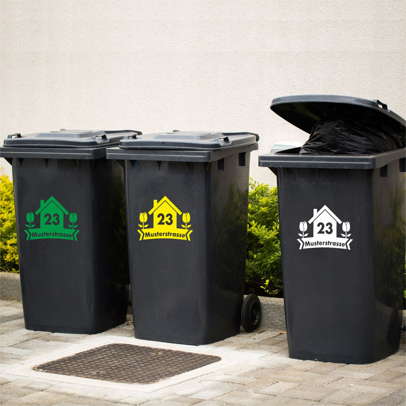 Mülltonne Mülleimer Aufkleber Adresse Nachname Mülleimer Recycle