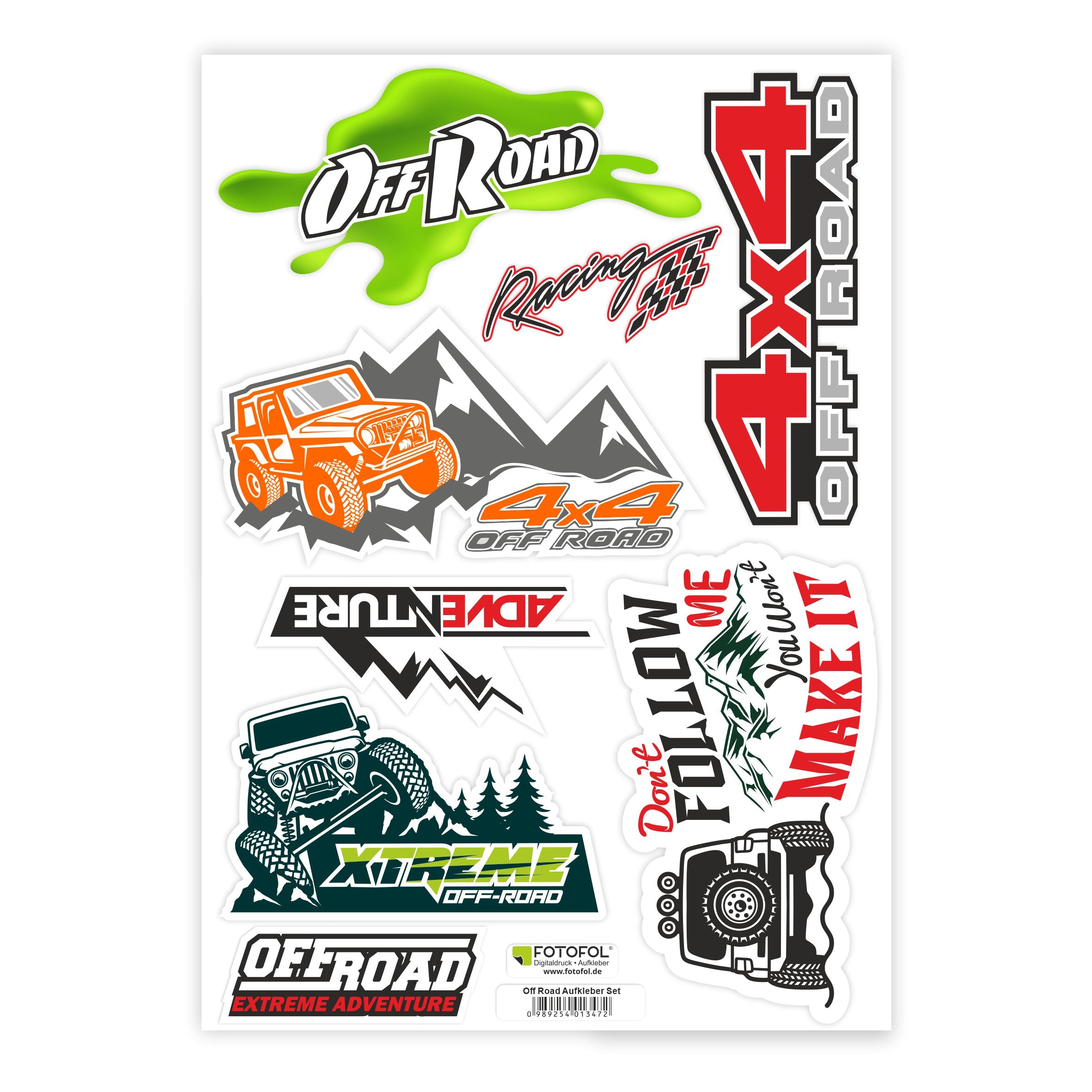 4x4 Off Road Aufkleber Set - Deko Sticker für Auto, Fahrzeuge, SUV