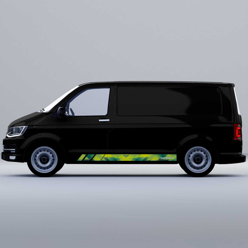 Seitenstreifen Digitaldruck mit Wunschtext, Logo passend für VW T6.1, T6, T5 Multivan, Bulli, Transporter  (kurzer Radstand)