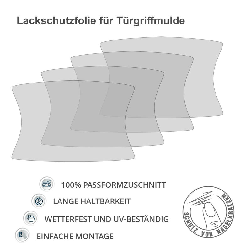 Schutzfolien Auto 4-er Set Griffmulden - Lackschutzfolien zum Schutz vor Kratzern - transparent passend für VW T7 Multivan