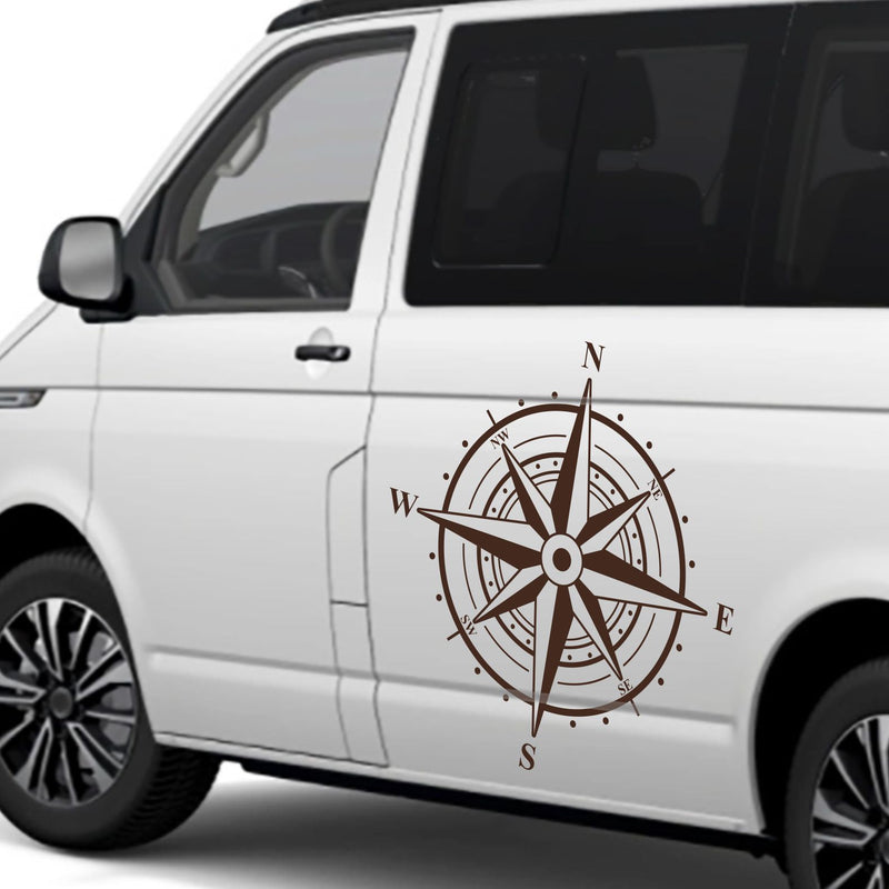 Aufkleber Kompass Windrose 60x60cm Aufkleber für Camper, Wohnmobil,  Wohnwagen Fahrzeuge Karosserie - Offroad Sticker - Abenteuer Urlaub