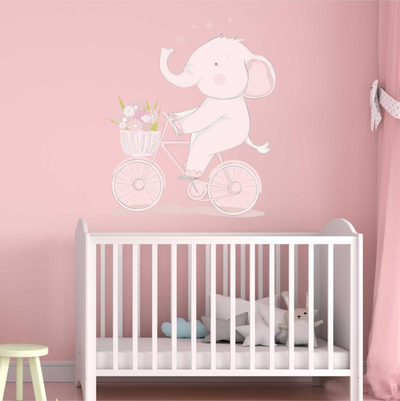 Wandtattoo Kinderzimmer Elefant mit Fahrrad