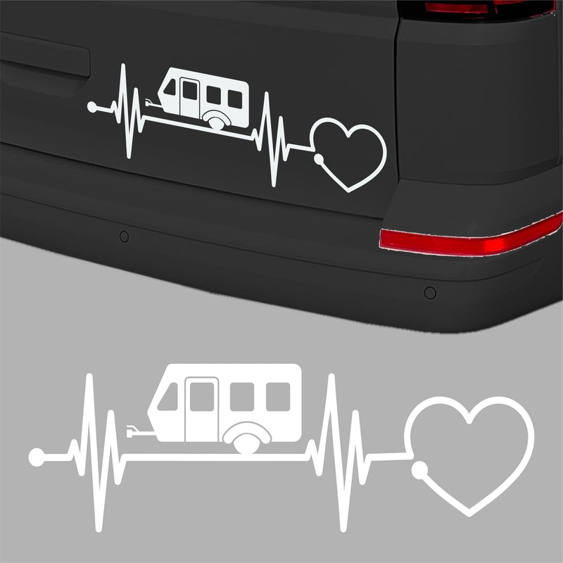 FOTOFOL Aufkleber Wohnwagen Herzschlag 30cm - Herz Diagramm - Aufkleber für  Camper, Wohnmobil, Wohnwagen Fahrzeuge